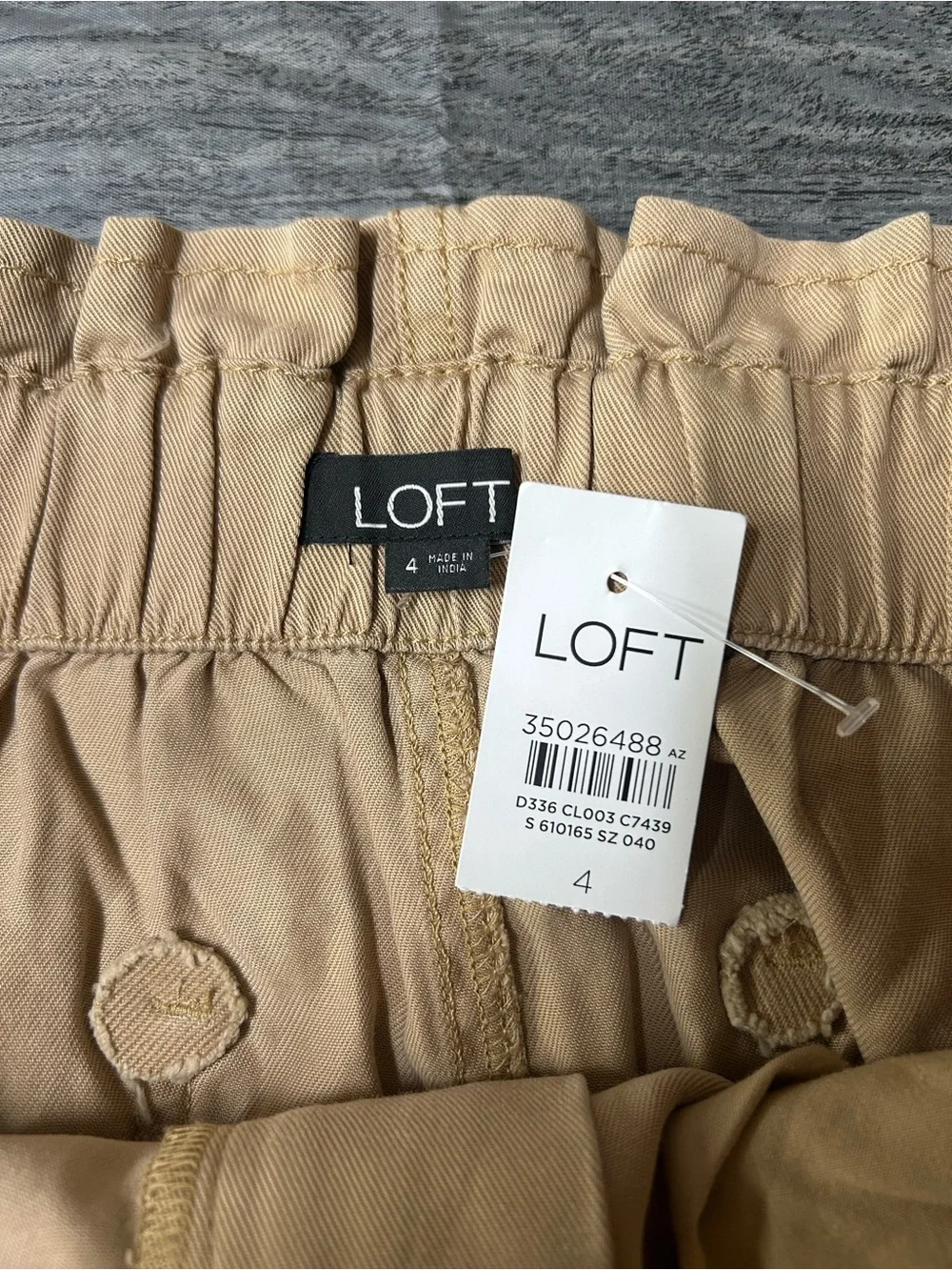 LOFT Skirt Women Size 4 Paperbag Khaki Pockets Beige Skirt NWT